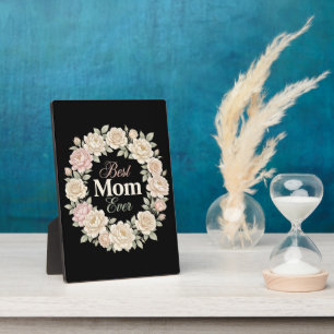 Placa Expositora Elegante Corona Floral Mejor Mamá del Mundo
