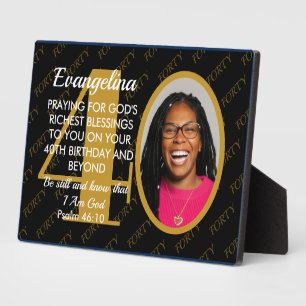 Placa Expositora Elegante Cumpleaños 40 Personalizado Texto Foto Ne