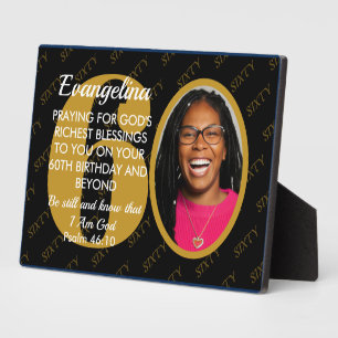 Placa Expositora Elegante Cumpleaños 60 con Texto Personalizado Fot