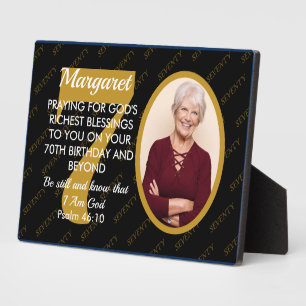 Placa Expositora Elegante Cumpleaños 70 Texto Personalizado Foto Ne