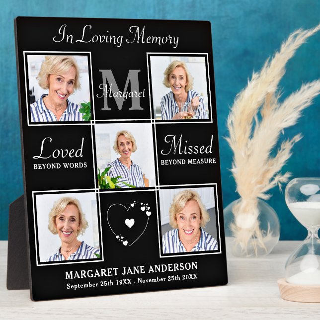 Placa Expositora Elegante En Memoria Amorosa Collage De 5 Fotos Par (Subido por el creador)