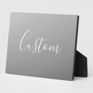 Placa Expositora Elegante escritura de guión blanco moderno gris gr