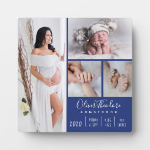 Placa Expositora Elegante familia de fotos para bebés Keepsake Blue