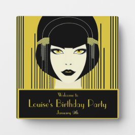 Placa Expositora Elegante Flapper Art Decó Vintage