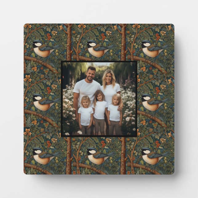 Placa Expositora Elegante foto de ave de bosque de estilo Art Nouve (Frente)