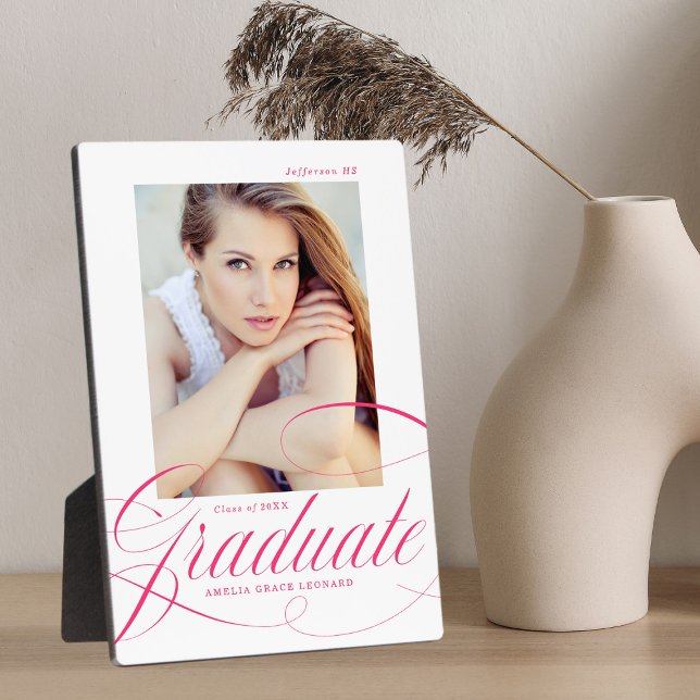 Placa Expositora Elegante foto de graduación de caligrafía rosada c (Subido por el creador)