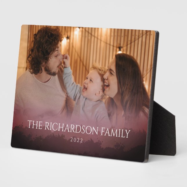 Placa Expositora Elegante foto Personalizado de Borgoña (Lado)