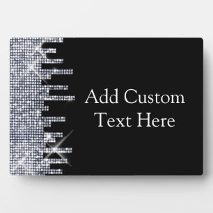 Placa Expositora Elegante glamur negro/plateado Purpurinoso