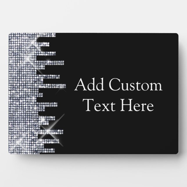 Placa Expositora Elegante glamur negro/plateado Purpurinoso (Frente)