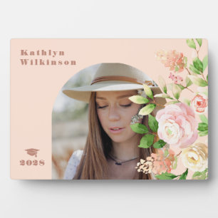 Placa Expositora Elegante Graduación De Foto Del Arco Floral Rosa