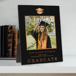 Placa Expositora Elegante graduación de fotografía en negro y oro
