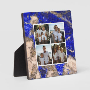 Placa Expositora Elegante granito de mármol blanco azul foto famili