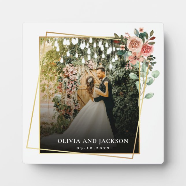 Placa Expositora Elegante guión Boda blanco y negro (Frente)