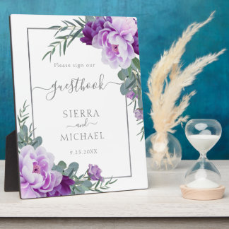 Placa Expositora Elegante libro de visitas de Bodas florales platea