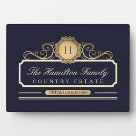 Placa Expositora Elegante marina de oro casera familiar