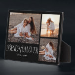 Placa Expositora Elegante mejor mamá del Collage negro<br><div class="desc">Elegante y única placa de foto del día de la madre con 3 fotos tuyas con un texto de tipografía que dice "mejor mamá de todos los tiempos" en una mezcla de guion y letra de serif. El fondo es negro.</div>