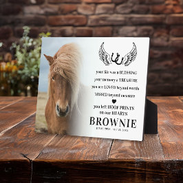 Placa Expositora Elegante memorial de foto de caballo moderno Pérdi