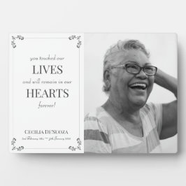 Placa Expositora Elegante memorial personalizado foto blanco recuer