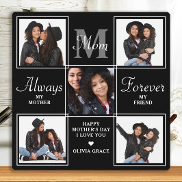 Placa Expositora Elegante MOM 5 Collage de fotos Monograma Único Ma
