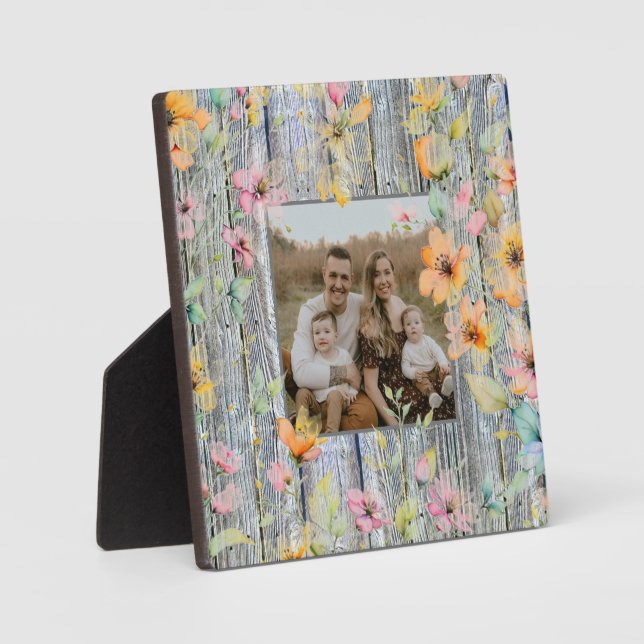 Placa Expositora Elegante naranja acuarela flores silvestres de mad (Anverso)