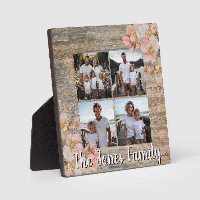 Placa Expositora Elegante naranja de madera con problemas de flores (Anverso)