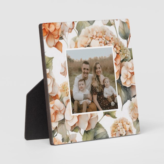 Placa Expositora Elegante naranja verde blanco boho acuarela floral (Anverso)