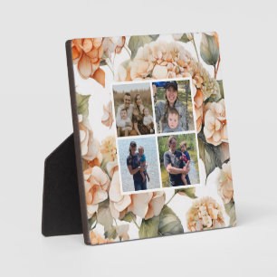 Placa Expositora Elegante naranja verde blanco boho acuarela floral