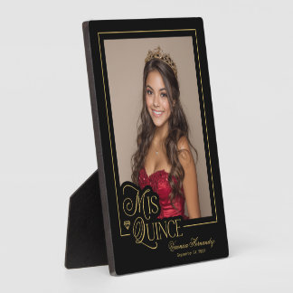 Placa Expositora Elegante Oro Negro Mis Quince Quinceañera Foto