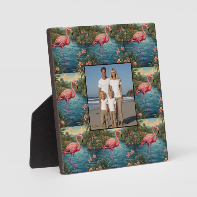 Placa Expositora Elegante paraíso tropical flamingo rosa (Anverso)