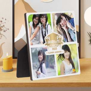 Placa Expositora Elegante Personalizado 4 Photo Grid Collage Gradua