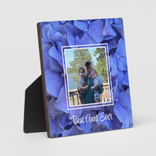 Placa Expositora Elegante perwinkle azul floral mejor tía de la his