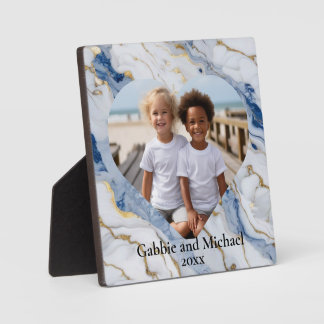 Placa Expositora Elegante plantilla de fotos de mármol dorado blanc