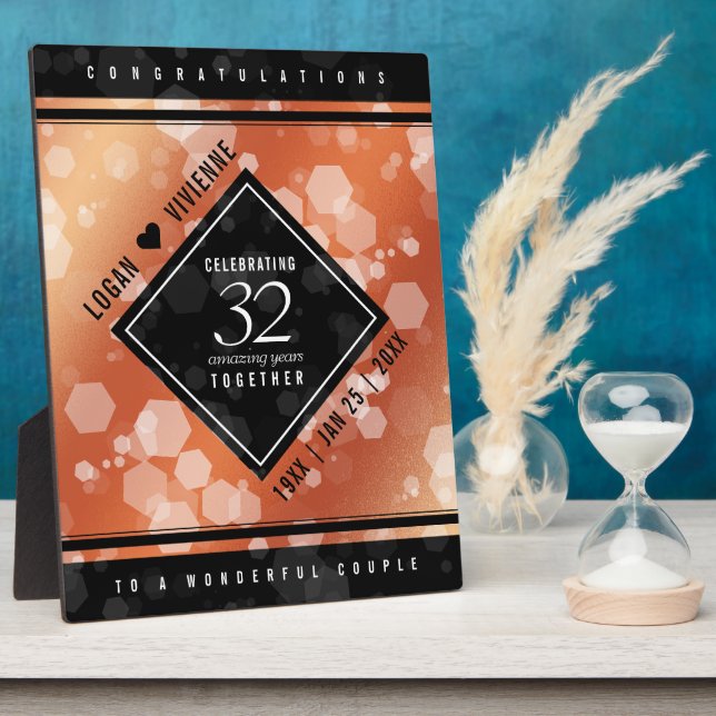 Placa Expositora Elegante Plaza del Aniversario del Boda de Bronce  (Lado)