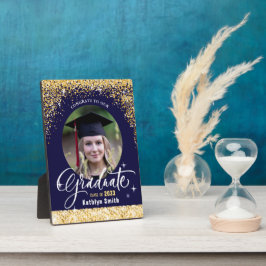 Placa Expositora Elegante Purpurina de oro Sparkling Foto de gradua