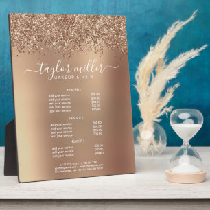 Placa Expositora Elegante rosa elegante maquillaje purpurina de oro