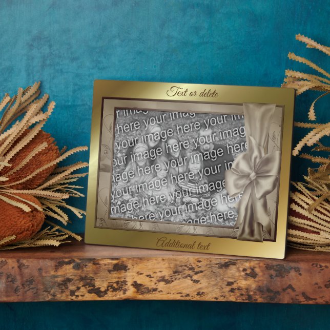 Placa Expositora Elegante satinado marrón crea tu propia foto (Lado)