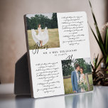 Placa Expositora Elegante Su Boda Y Su Propio Votos Dos Fotografías<br><div class="desc">Sr. Newlyweds y la señora su día de bodas y su placa de foto para recordar siempre su día especial y su amor y promesa entre ellos. Esta elegante placa de keepsake del día de la boda incluye un sencillo diseño de dos fotos mínimo para mostrar sus propias fotos especiales...</div>