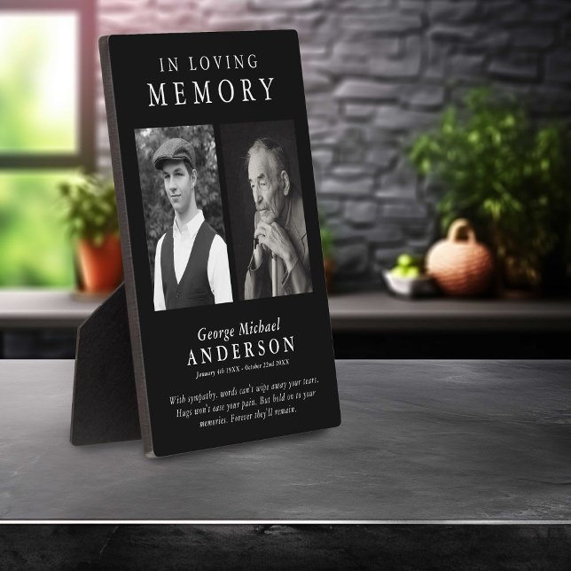 Placa Expositora Elegante Tributo de 2 Fotos 'En Cariñoso Recuerdo' (Subido por el creador)