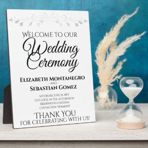 Placa Expositora Elegante y simple bienvenida de Boda floreciente