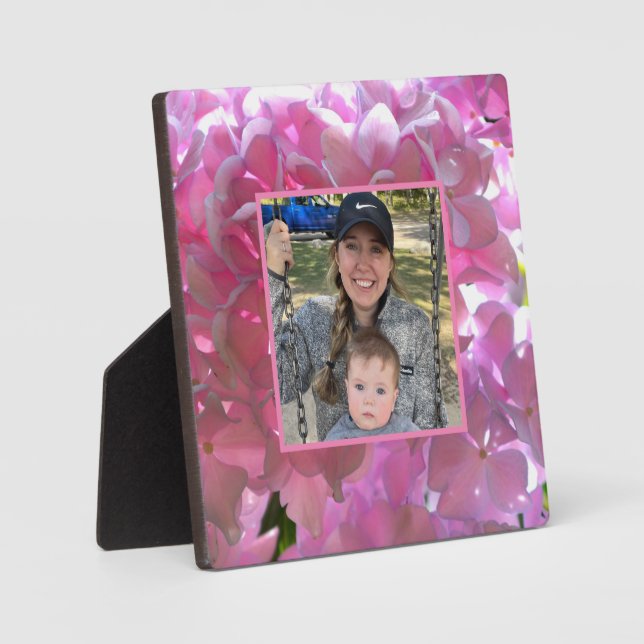 Placa Expositora Elegantes flores de boho rosa flores hortensias (Anverso)