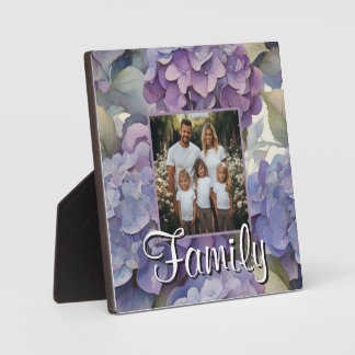 Placa Expositora Elegantes hortensias acuarela azul morado polvorie