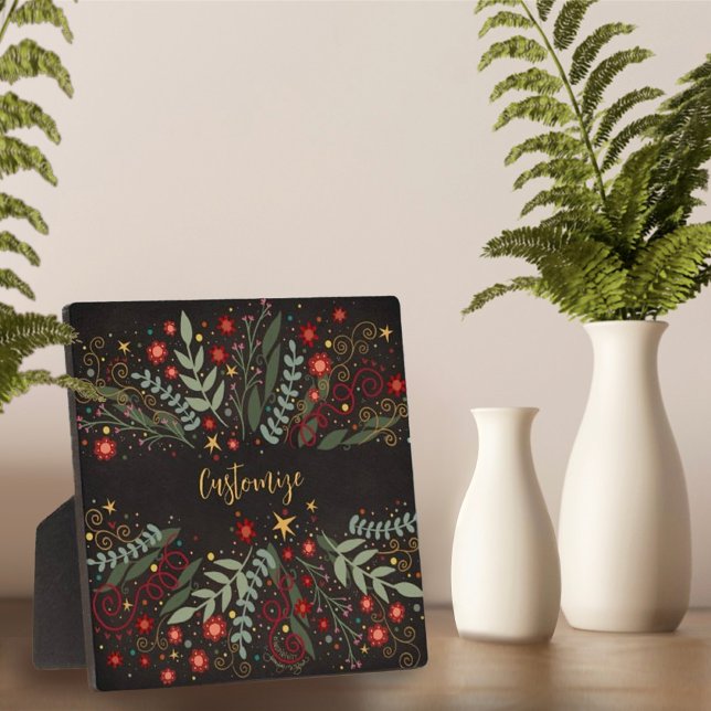 Placa Expositora Elegantes Navidades florales Berries Stars Black (Subido por el creador)