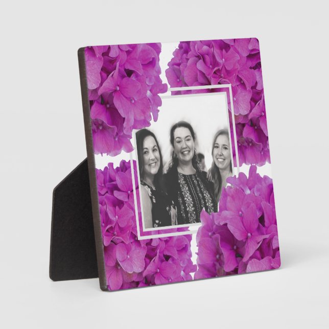 Placa Expositora Elegantes rosas de hortensias florales de magenta  (Anverso)