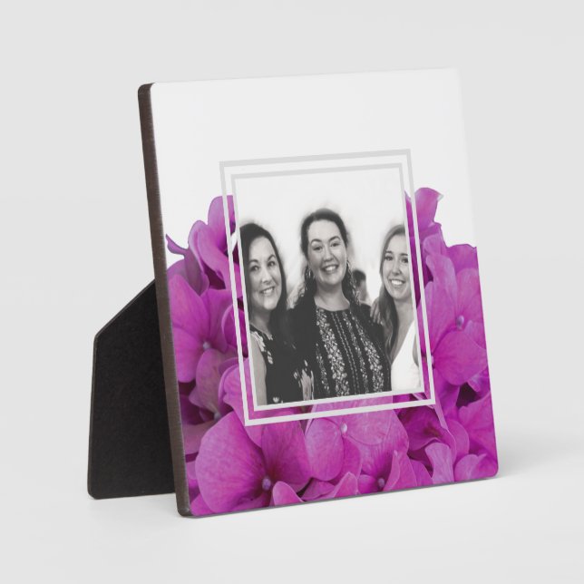 Placa Expositora Elegantes rosas de hortensias florales de magenta  (Anverso)