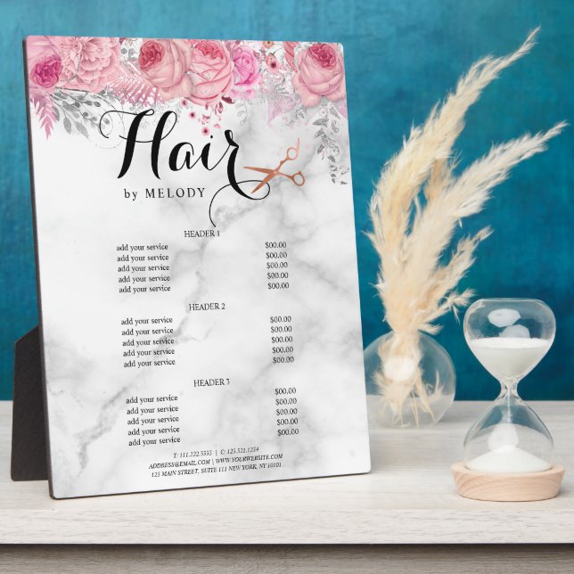 Placa Expositora Elegantes tijeras de rosa de oro tijeras de peluqu (Lado)