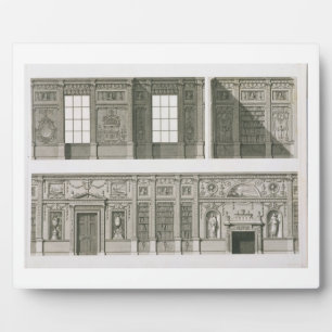 Placa Expositora Elevación de la biblioteca en Syon House, c.1760-6