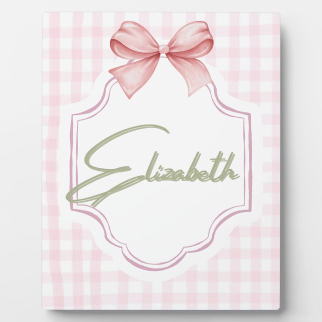 Placa Expositora Elizabeth Baby Nursery Gingham Personalizada (Frente)