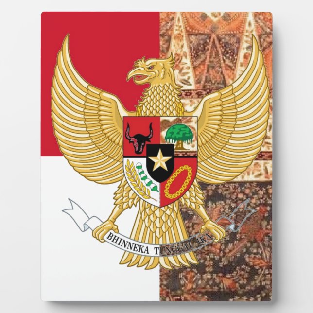 Placa Expositora Emblema de Indonesia - Bandera de Garuda Pancasila (Frente)