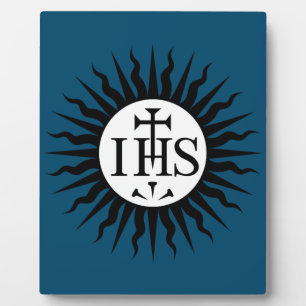 Placa Expositora Emblema de la Compañía de Jesús Monograma