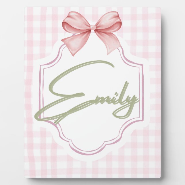 Placa Expositora Emily Personalizada Baby Nursery Bow&Gingham (Frente)